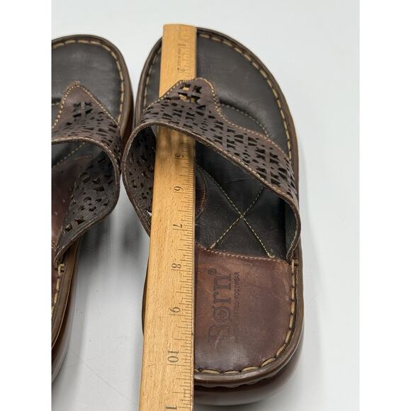 Born Brown Leather Sandal Women’s Size 8 Tooled Design - Picture 11 of 11